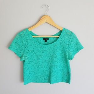 Express Mint Floral Crop Top NWOT